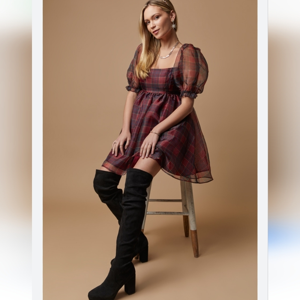 Ethel Puff Sleeve Babydoll Mini Dress. New with tag.